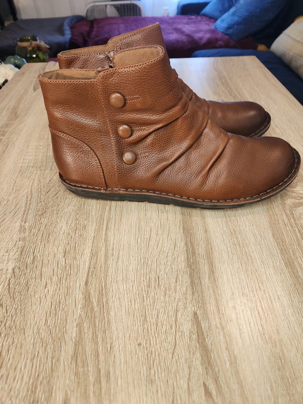 Clarks Janice Verna ankle boots in dark tan leather